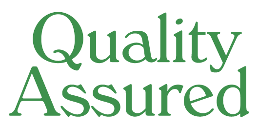 Green text on a white background reads Quality Assured in a large, serif font.