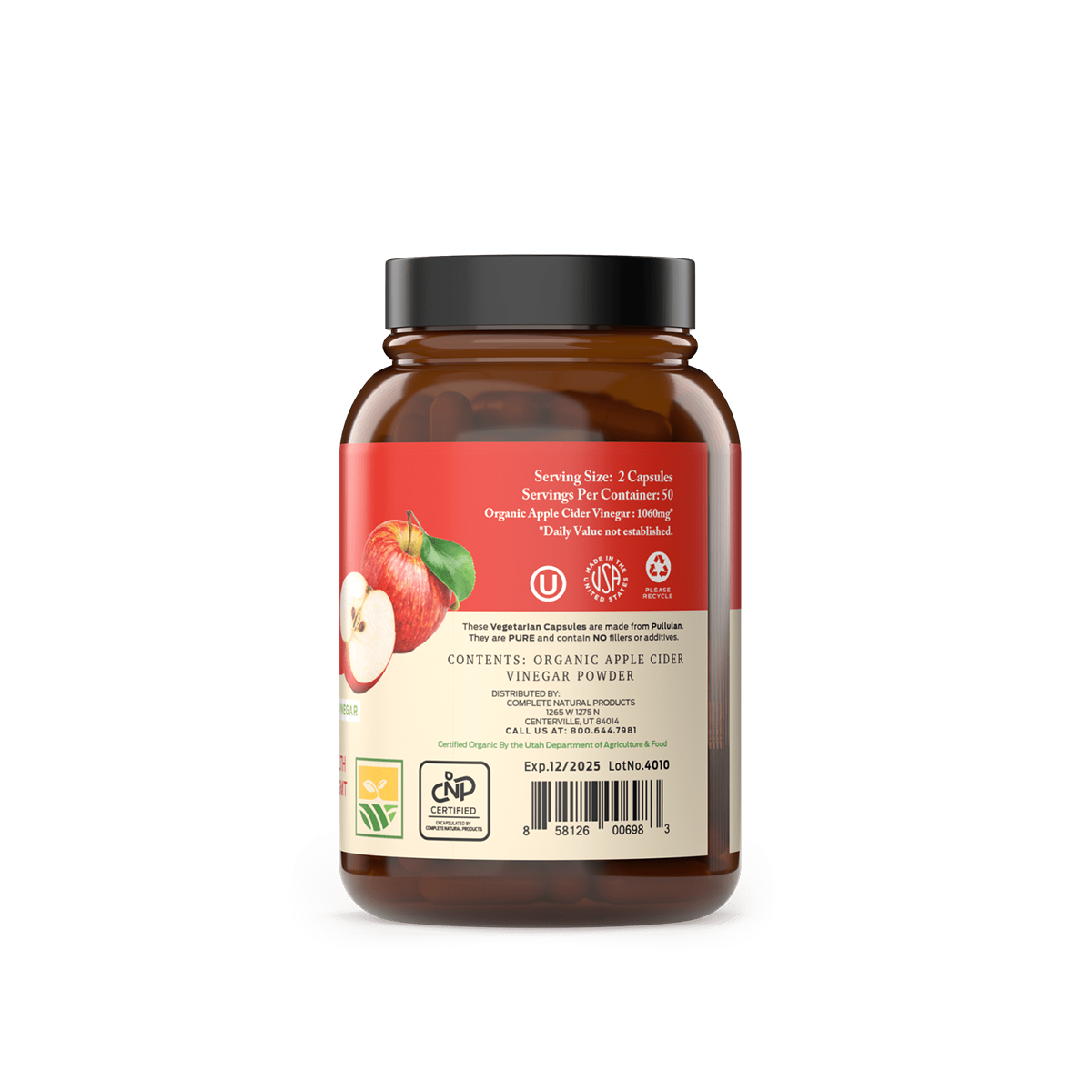 Organic Apple Cider Vinegar Capsules - 100 Capsules, 530mg, Antioxidant –  CNPUSA