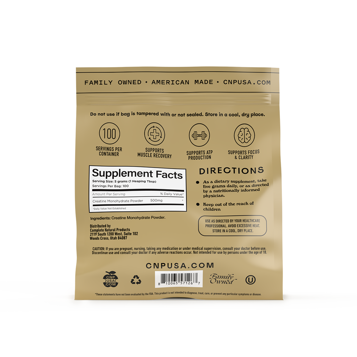 Creatine Monohydrate Powder Bag