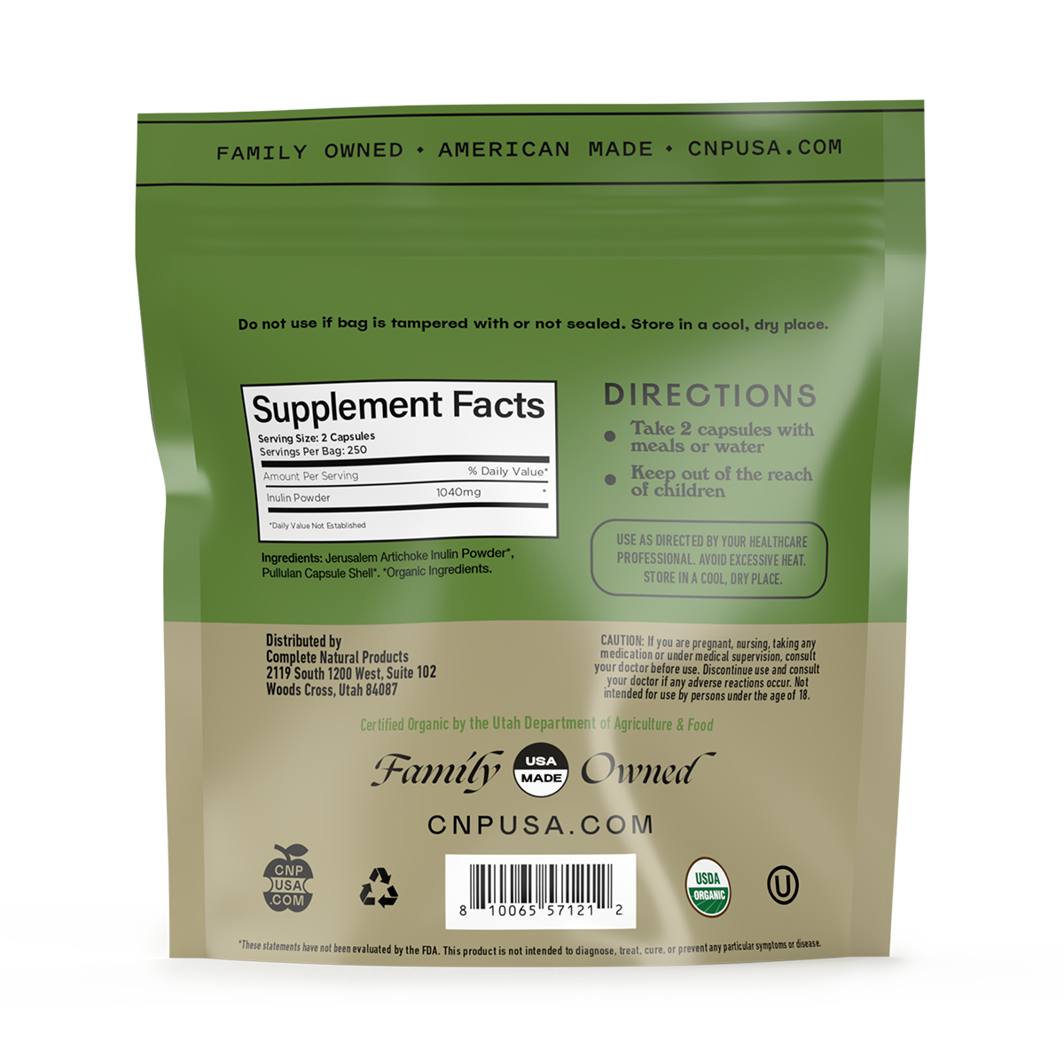 Cápsulas de inulina orgánica