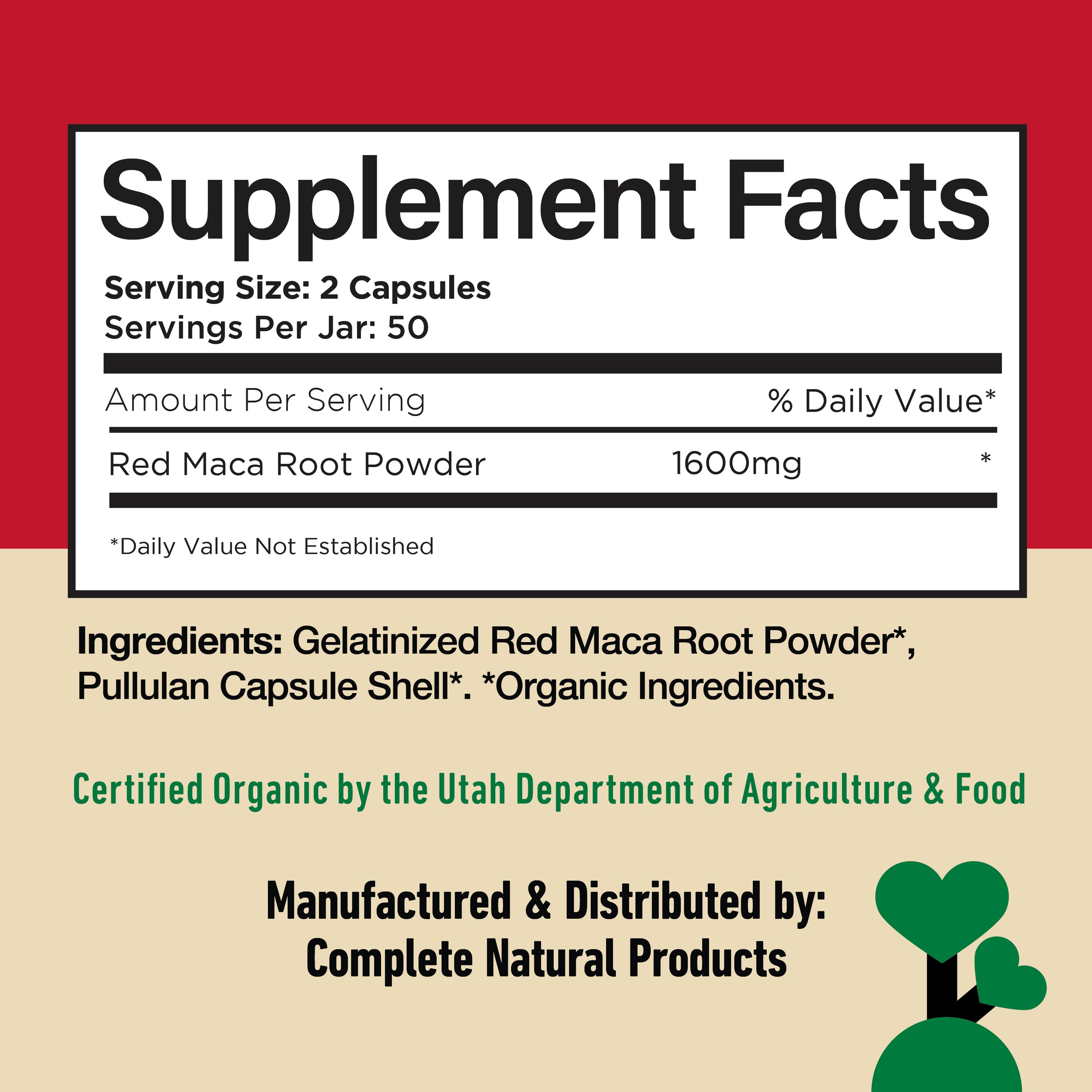 Organic Red Maca Root Capsules
