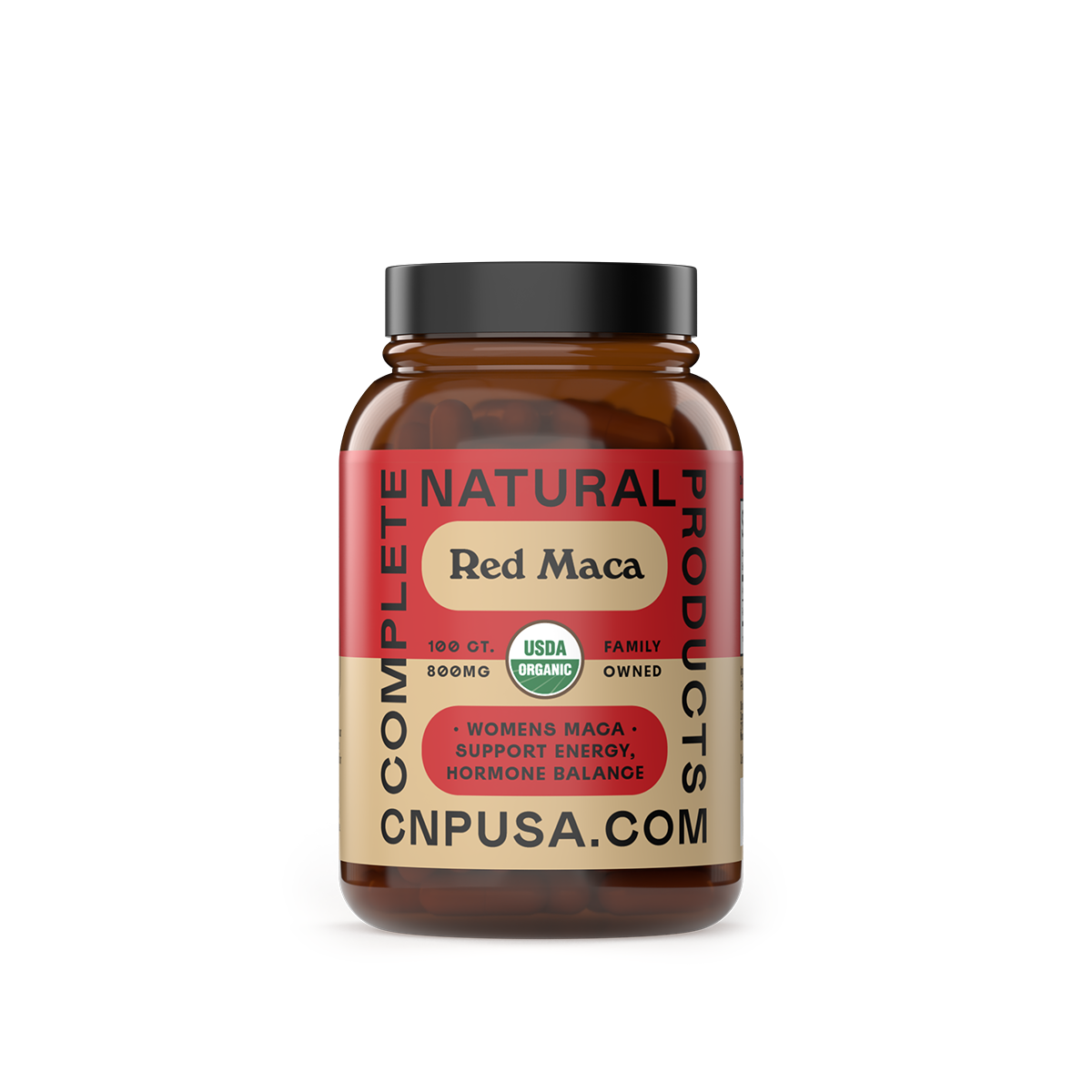 Cápsulas de raíz de maca roja orgánica