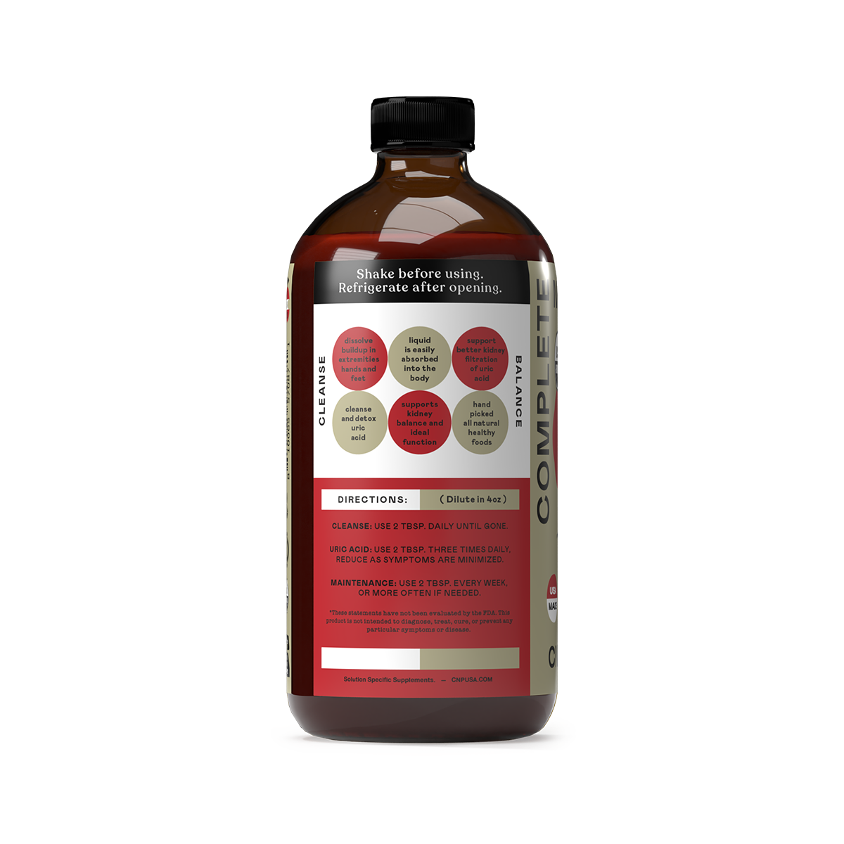 Acide urique complet - Bouteille en verre de 16 oz