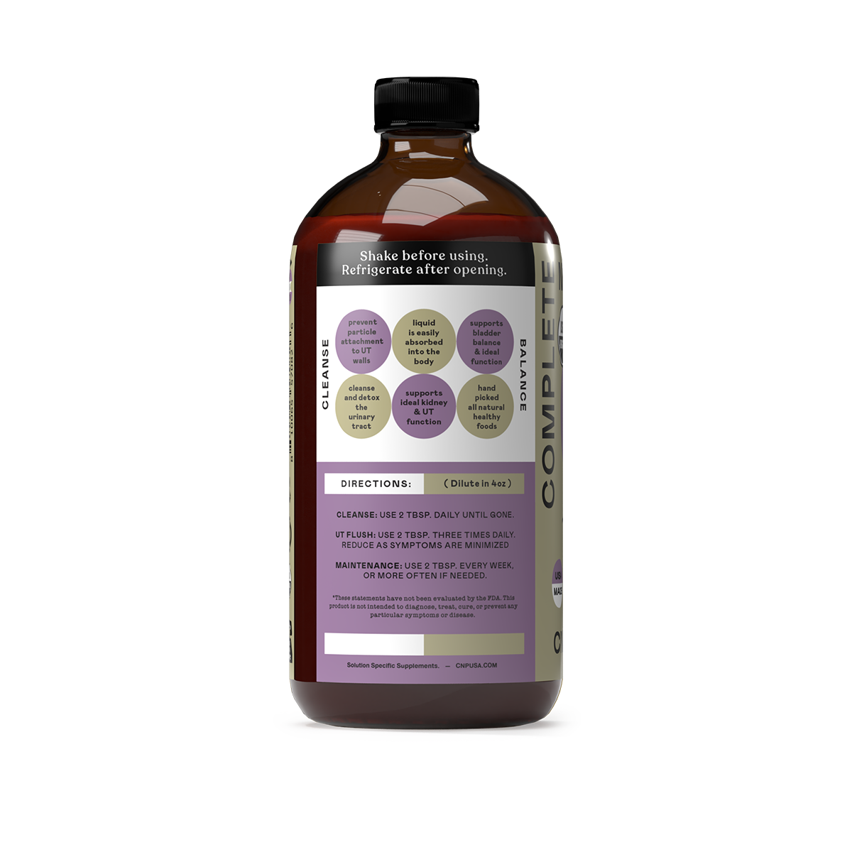 Voies urinaires complètes - Bouteille en verre de 16 oz